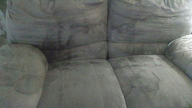 An example of the abusive soiling conditions often found on upholstery today