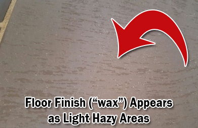 If you clean a ceramic tile floor that had VCT floor finish applied, it can end up looking like this