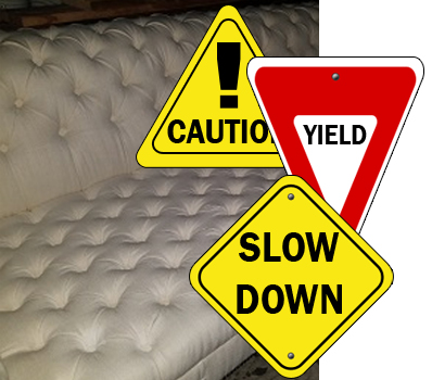 This natural fiber sofa will take you much longer to clean, and will surely brown around the buttons if you aren
